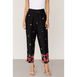 Talbots x Vintage 100% Silk Floral Rose Print High Rise Pleated Pants